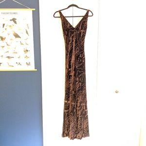 Ralph Lauren Brown Velvet Paisley Gown